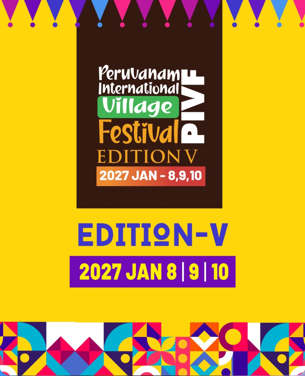 PIVF Edition V official poster — 8, 9 and 10 January 2027